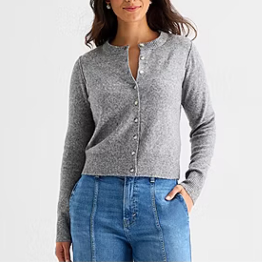 ANA Women's Gray Button-Up Sweater M